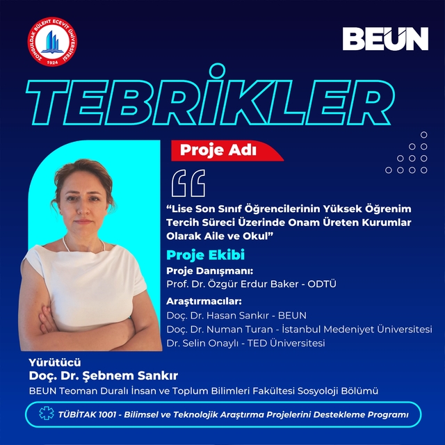 BEUN Akademisyenlerinden Yükseköğrenim Tercih Süreçlerine Yönelik TÜBİTAK 1...