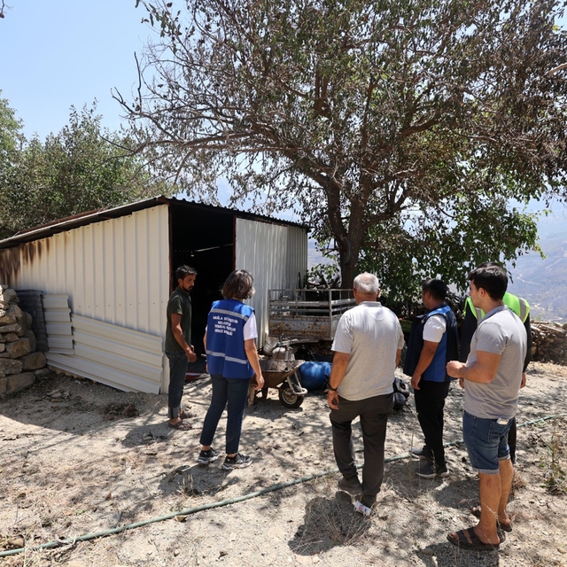 Yangında zarar gören çiftçilere Muğla Büyükşehir desteği