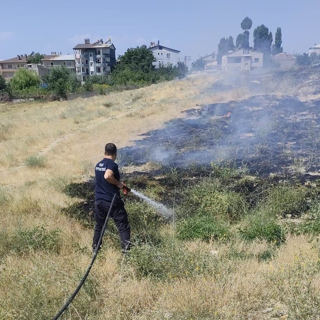 Van'da anız yangını