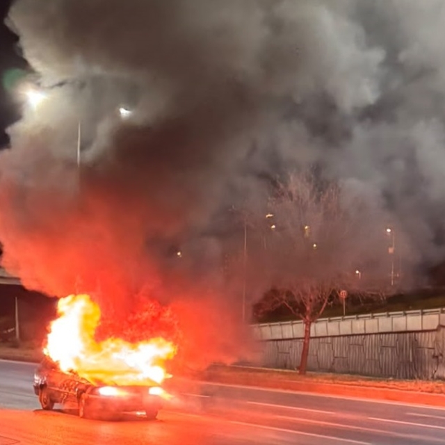 Eskişehir'de seyir halinde alev alan otomobilin sürücüsü yaralandı
