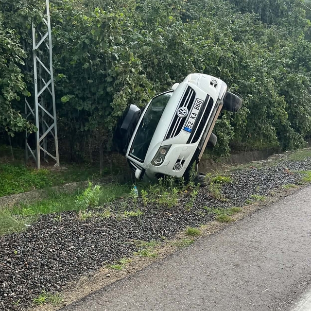 Ordu'da SUV araç devrildi, sürücü yara almadan kurtuldu