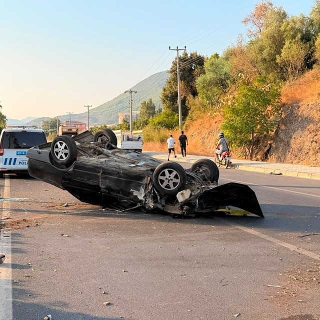 Takla atan otomobil palmiye ağacına çarptı: 1 yaralı