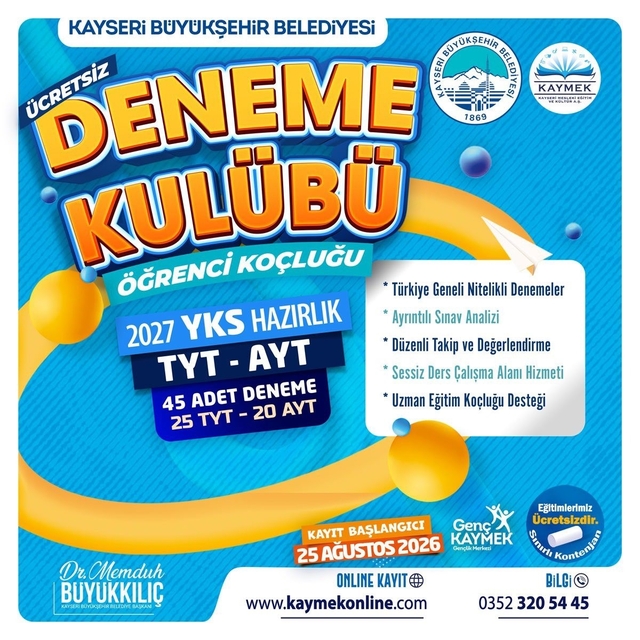 Büyükşehir ile başarıya giden yol KAYMEK'te başlıyor: Ücretsiz YKS ve LGS k...
