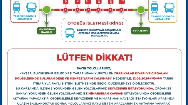 Ramazan ve Kemerçay Deresi ıslah projesi için raylı sistemde geçici aktarmalı ulaşım