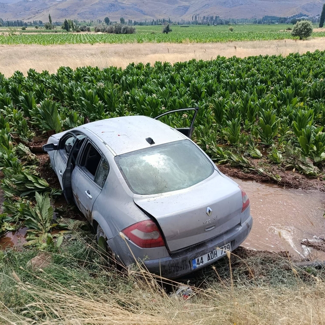 Malatya'da otomobil, tütün tarlasına girdi: 3 yaralı