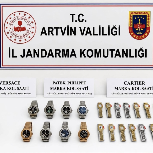 Ünlü markalara ait 56 milyonluk 25 adet kaçak kol saati gümrüğe takıldı