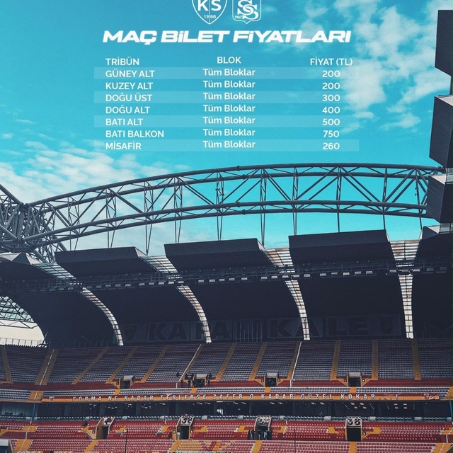 Kayserispor-Sivasspor maç bileti satışta
