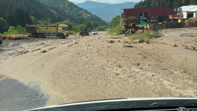 Artvin'de sağanak nedeniyle ulaşım aksadı