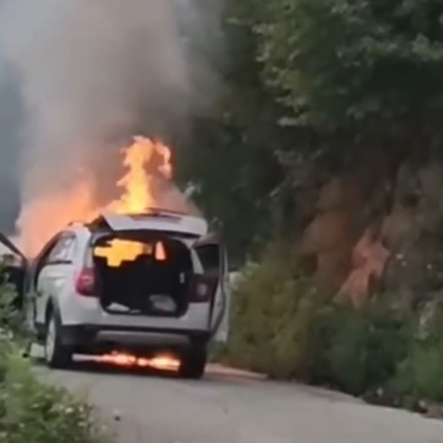 Giresun'da seyir halindeki otomobil alevlere teslim oldu: 5 kişilik aile so...