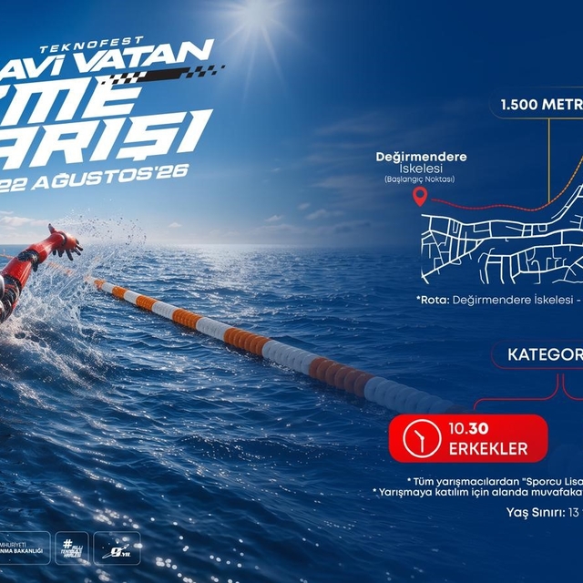 TEKNOFEST Mavi Vatan'da kulaçlar yarışıyor
Bin 500 metrelik açık su yüzme y...
