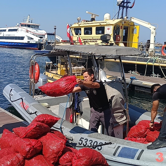 İzmir'de yasa dışı kara midye operasyonu: 560 kilogram midye denize iade ed...