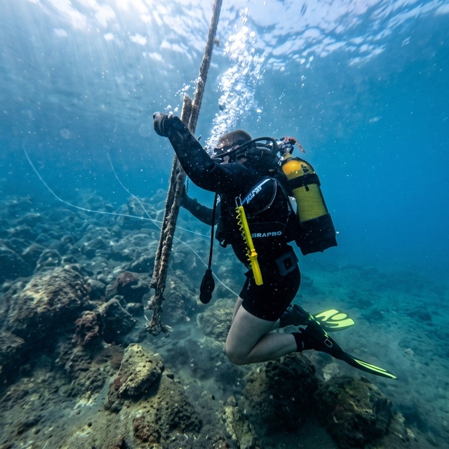 Güvercinada açıklarında deniz dibi temizliği yapıldı