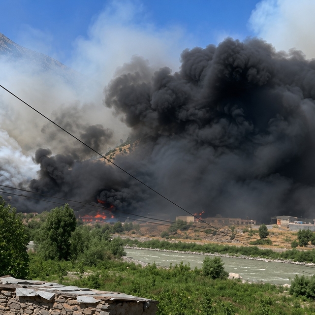Hakkari'de hurdalık alanda yangın çıktı