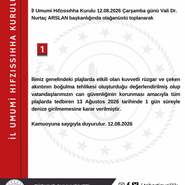 Bartın'da denize girmek yasaklandı
