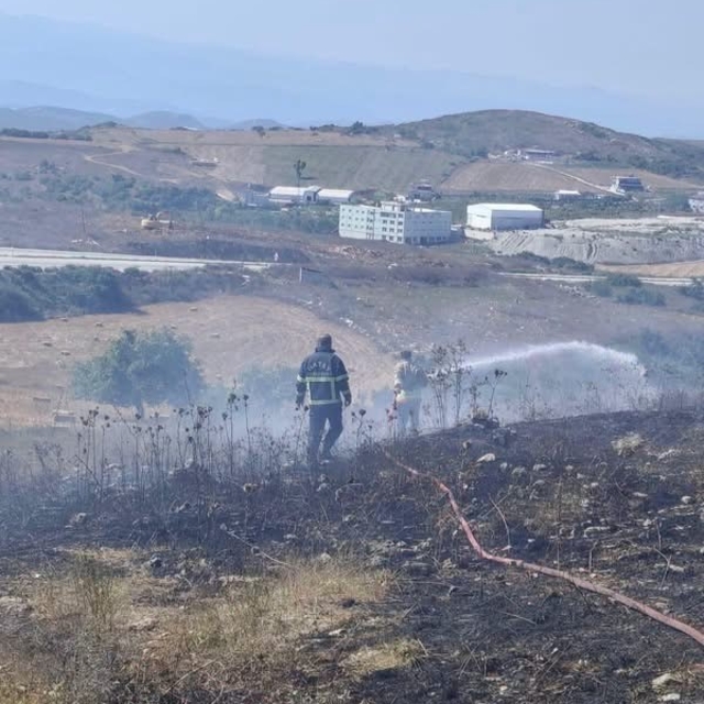 Yayladağı'nda arazi yangını geniş alana yayılmadan söndürüldü