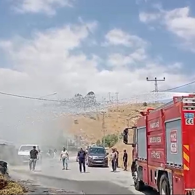 Hakkari'de saman balyaları alevlere teslim oldu