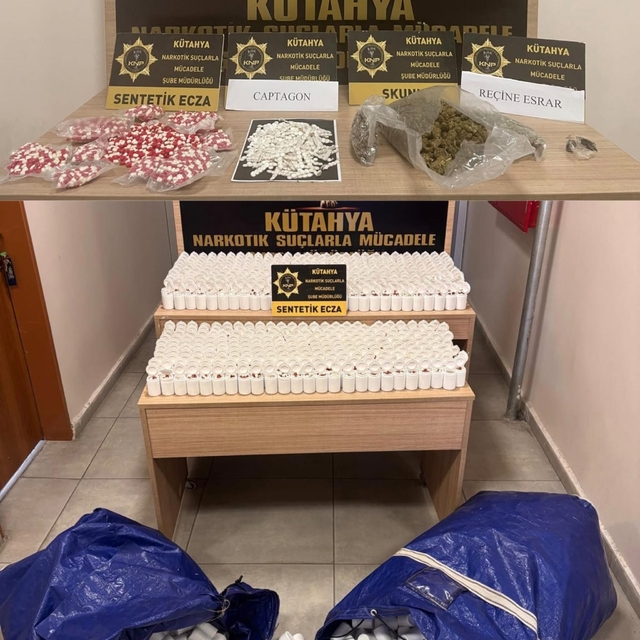 Kütahya'da uyuşturucu operasyonları: 106 bin sentetik ecza ele geçirildi