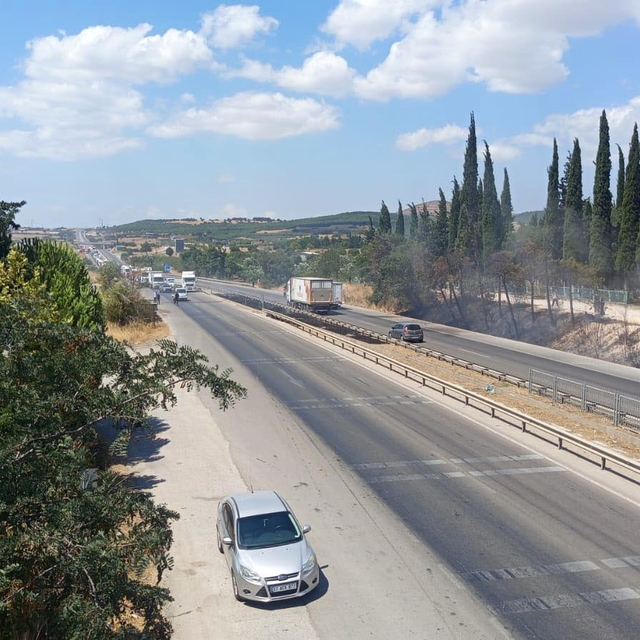 Bursa-İzmir yolunda yangın
Alevler yola kadar ulaşınca trafik durma noktası...