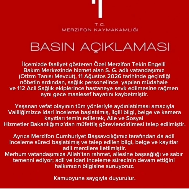 Amasya'da özel bakımevinde rahatsızlanan otizmli vatandaşın ölümüne incelem...