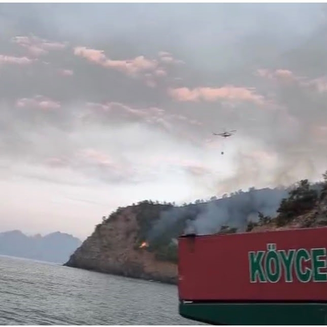 Marmaris'teki yangının enerjisi düşürüldü, ekiplerin mücadelesi sürüyor