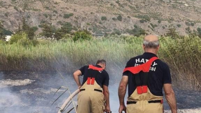 Samandağ'da bahçe yangını büyümeden söndürüldü