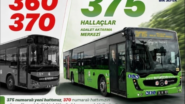 Denizli'de 360 ve 370 numaralı otobüsler iptal edildi, yeni 375 hattı başlıyor