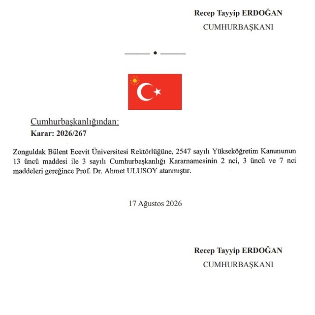 BEUN Rektörlüğüne Prof. Dr. Ahmet Ulusoy atandı