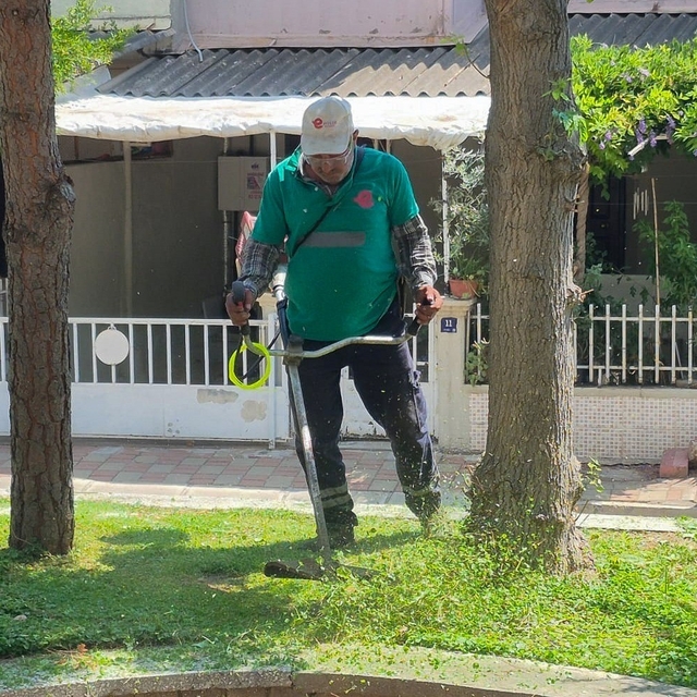 Efeler'de yeşil alanların bakımı sürüyor
