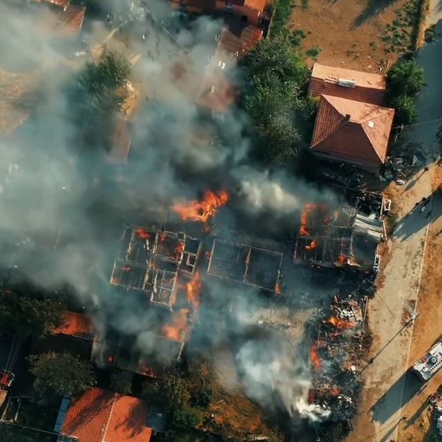 Çankırı'da çıkan yangında 2 ev, 2 ahır ve 1 samanlık küle döndü