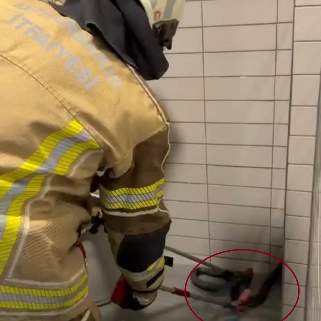 Petrol istasyonuna giren 2,5 metre uzunluğunda yılan yakalandı