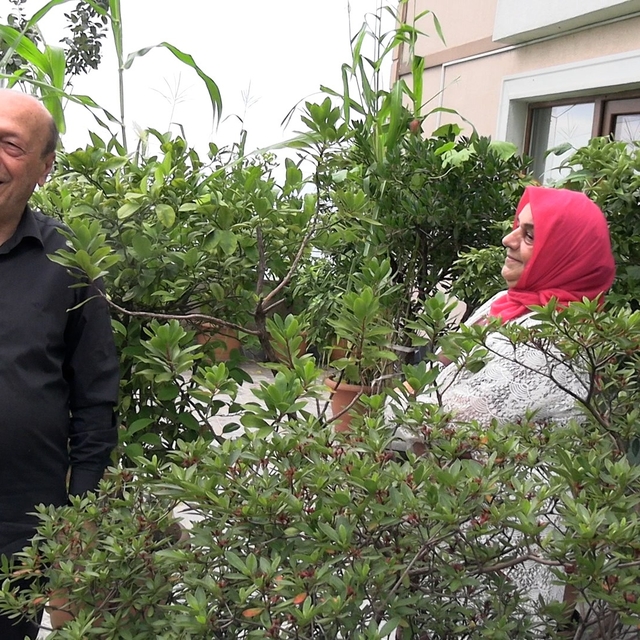 102 saksıyla köy hayatını apartman balkonuna taşıdılar