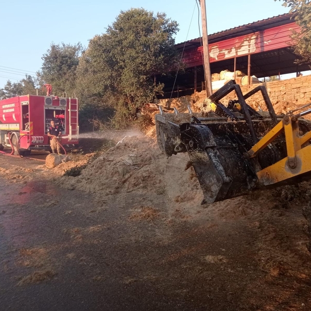 Defne'de samanlık yangını yaşandı