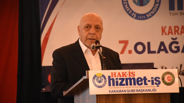 HAK-İŞ Genel Başkanı Mahmut Arslan: "Asgari Ücret Tespit Komisyonu'nun yapısı değişmeli"
Hizmet-İş Sendikası Karaman Şube Başkanlığı 7. Olağan Genel Kurulu gerçekleşti