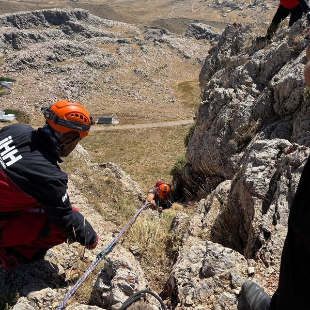 Alanya'da dağlık alanda mahsur kalan keçi kurtarıldı