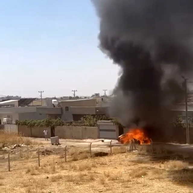 Mardin'de otomobilde patlama sonucu yangın çıktı