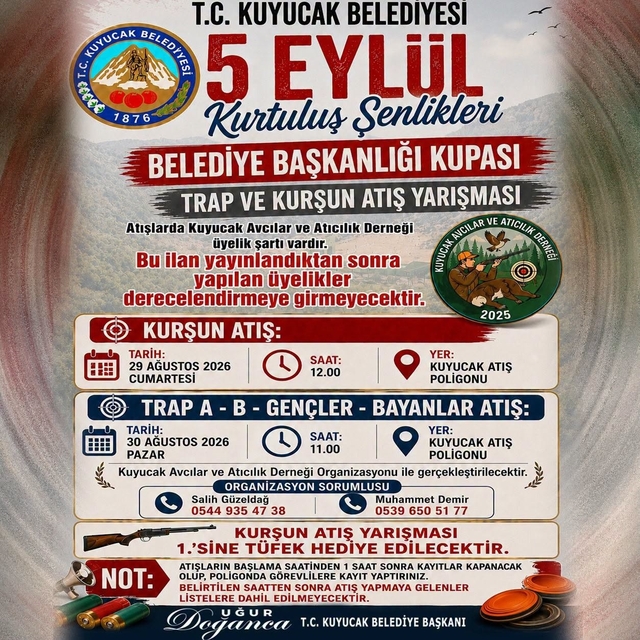 Kuyucak'ta 5 Eylül Kurtuluş Şenlikleri heyecanı atıcılık yarışmasıyla başla...