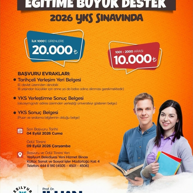 Yeşilyurt Belediyesi'nden eğitime destek