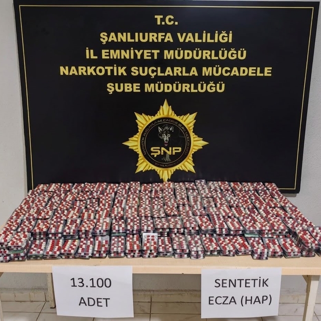 Şanlıurfa'da 13 bin uyuşturucu hap ele geçirildi