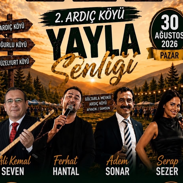 Ayvacık'ta yayla şenliği
Ardıç Köyü 2. Yayla Şenliği 30 Ağustos'ta yapılaca...
