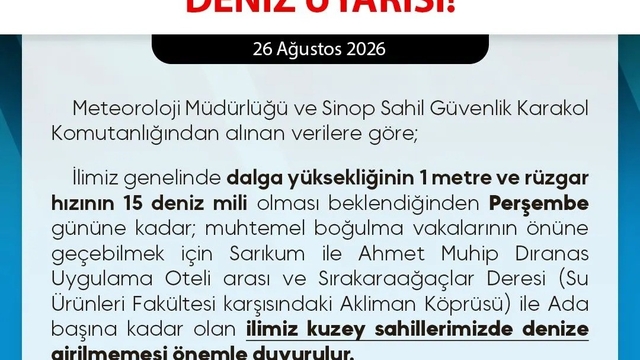 Sinop'ta deniz uyarısı