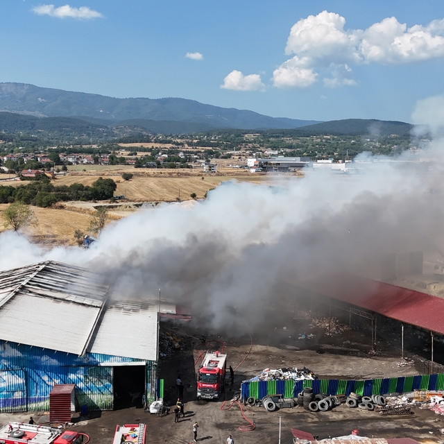 Bolu'da geri dönüşüm tesisinde yangın