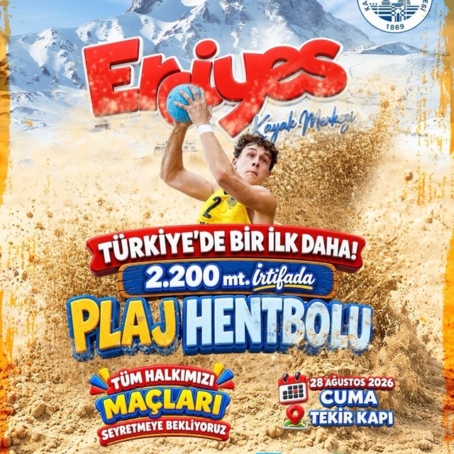 Erciyes'te 2 bin 200 metrede plaj hentbolu