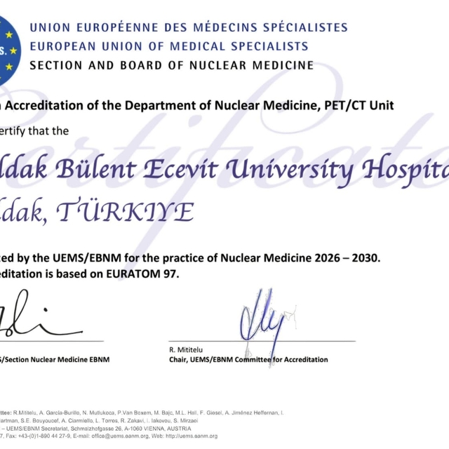ZBEÜ Hastanesi PET/CT Ünitesine Avrupa akreditasyonu
Türkiye'den bu akredit...