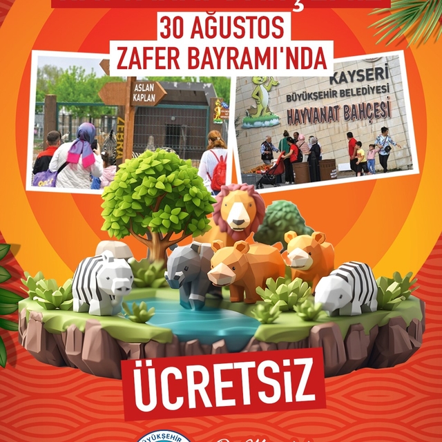 Büyükşehir'in hayvanat bahçesi Zafer Bayramı'nda kapılarını ücretsiz olarak...