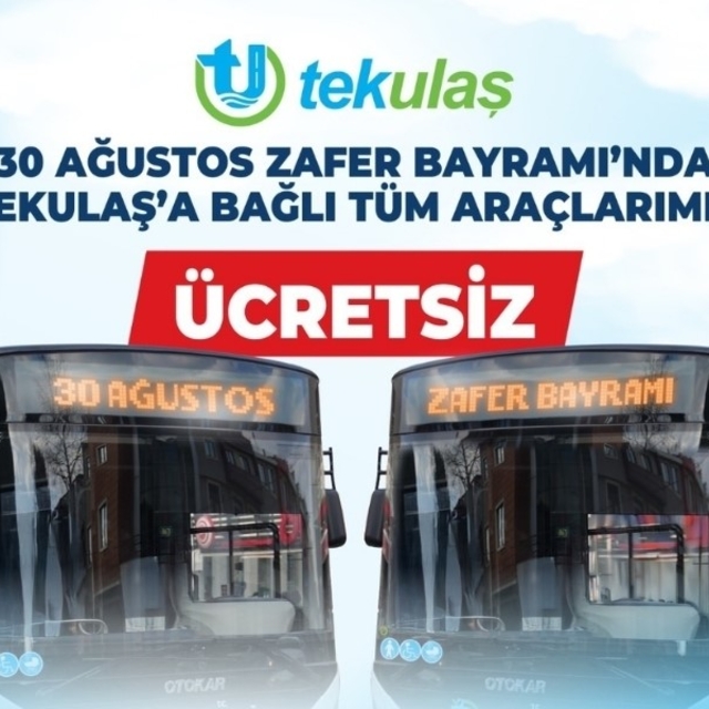 Tekirdağ'da Zafer Bayramı'nda ulaşım ücretsiz
