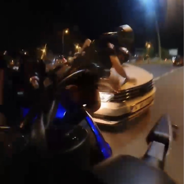 Tekirdağ'da kaza anı kask kamerasında