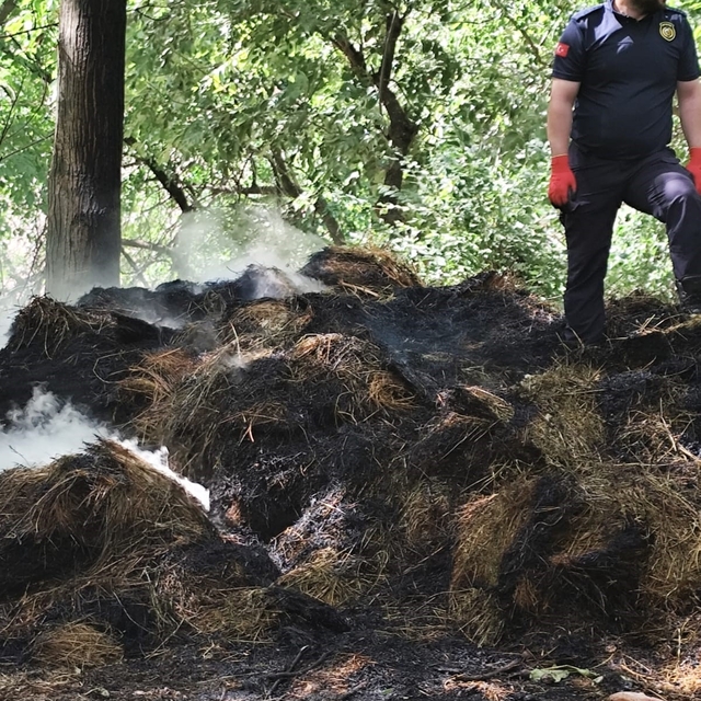 Hakkâri'de 400 balya ot yanarak kullanılamaz hale geldi