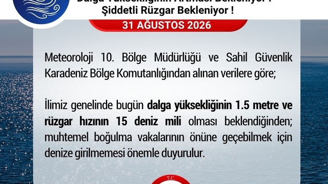 Samsun'da vatandaşlara 'denize girilmemesi' uyarısı