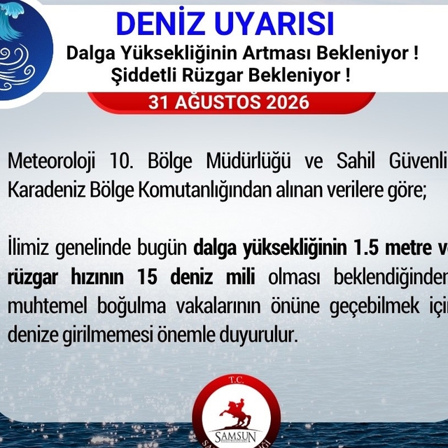Samsun'da vatandaşlara 'denize girilmemesi' uyarısı