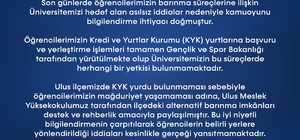 BARÜ'den öğrencilerin barınma konusunda açıklama